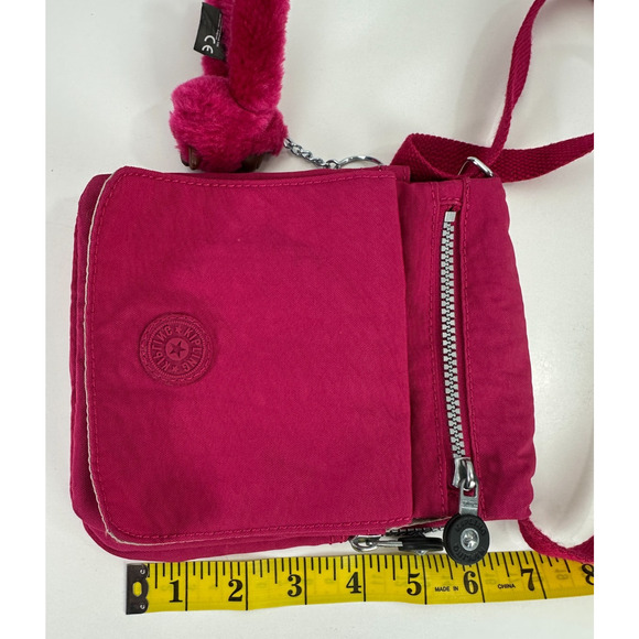 Kipling El Dorado Crossbody Travel Bag Organizer Very Berry Magenta W/ Monkey - Picture 4 of 14